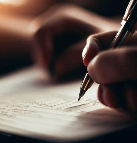 Person filling in a report by hand