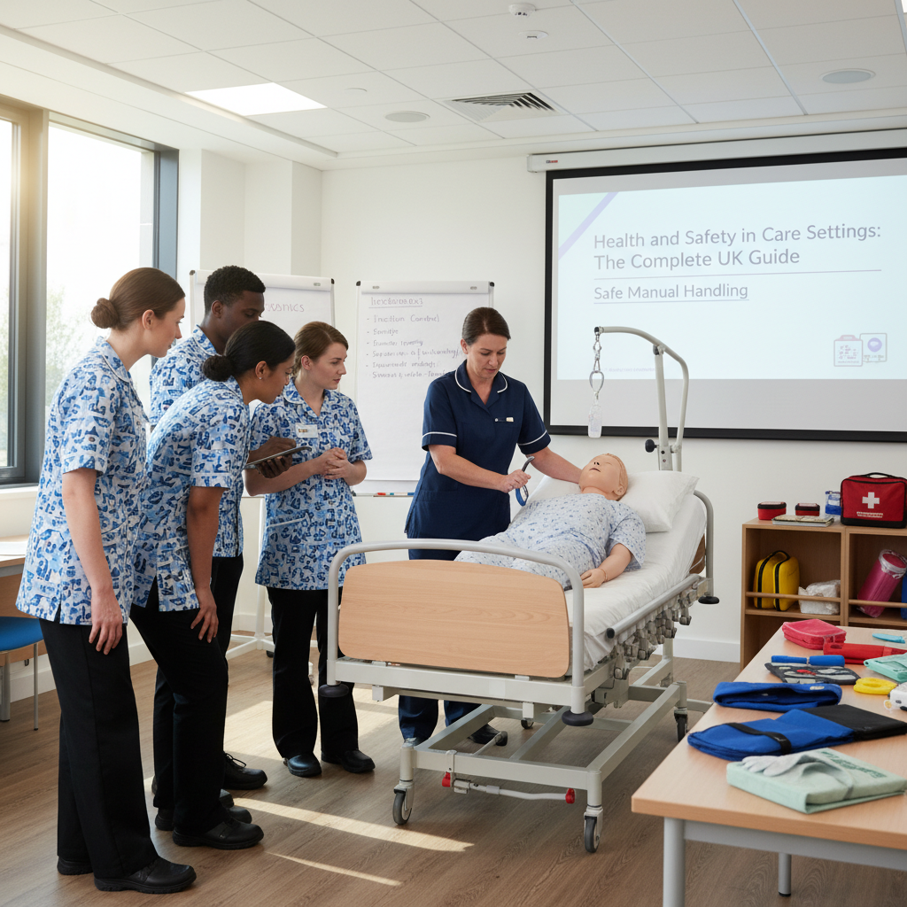 Care staff participate in a health and safety training session.