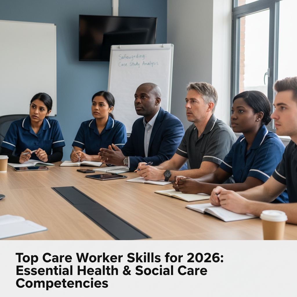 Health and social care professionals in a safeguarding training session.