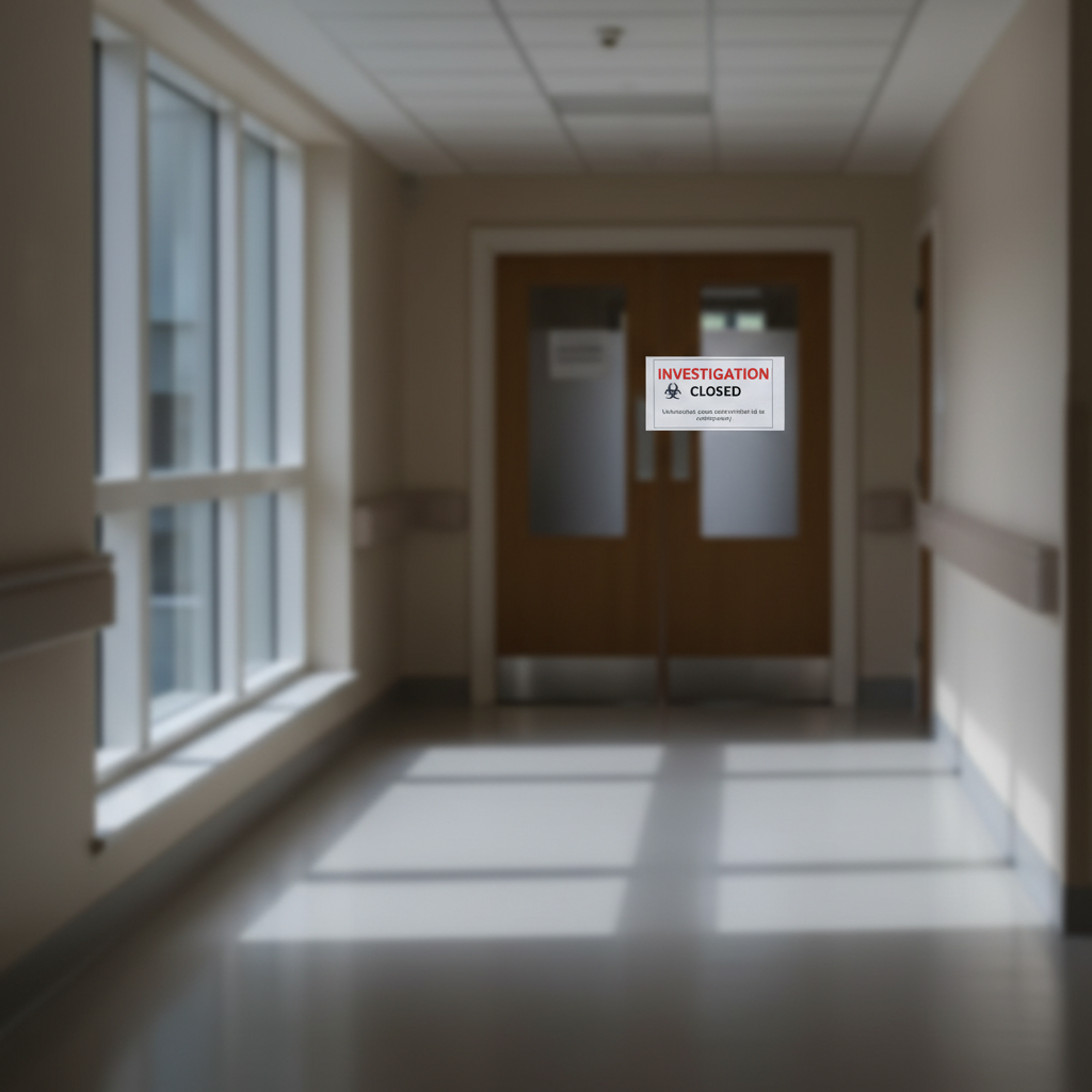 A quiet, empty corridor in a care facility, suggesting the serious consequences of non-compliance with training regulations.